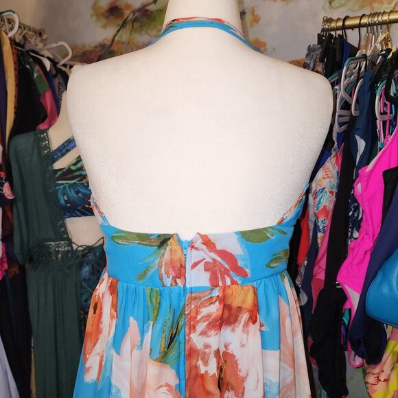 Bisou Bisou Turquoise Floral Strappy Maxi Dress - Picture 6 of 13